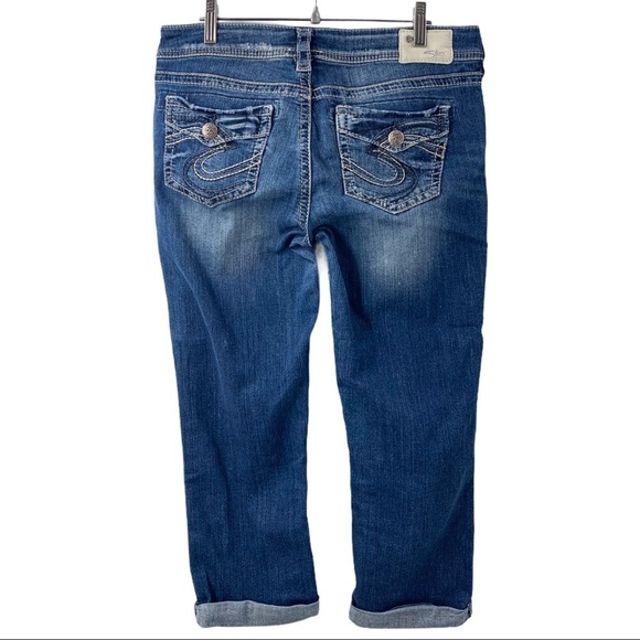 Silver Jeans Aiko Mid Capri Cuffed Denim Jeans - Picture 5 of 14